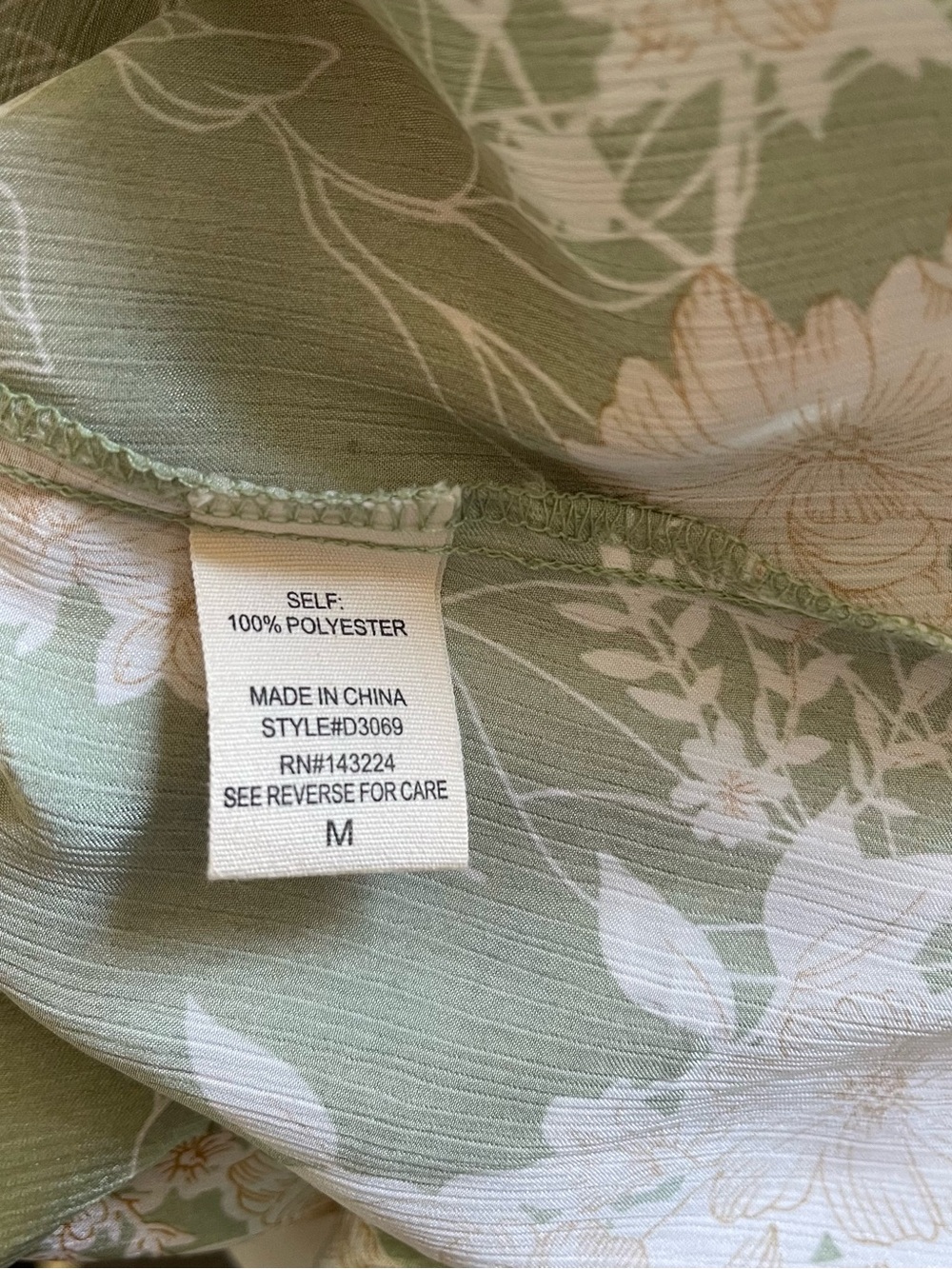 ILLA ILLA Sage Green Floral Smocked Long-Sleeve Silky Mini Dress - Picture 5 of 6